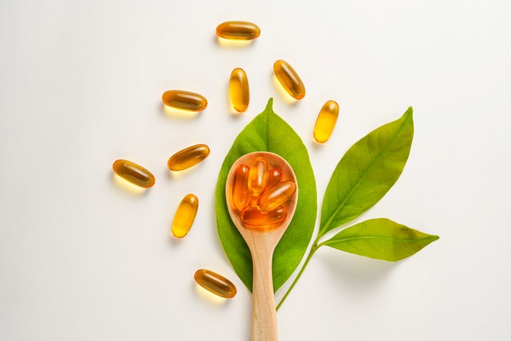 Omega-3 dưới dạng viên uống thực phẩm bổ sung sức khỏe.